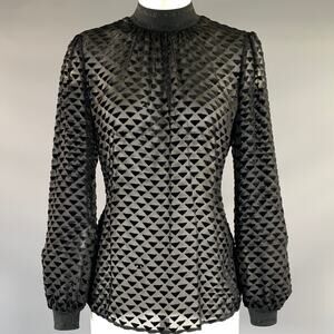 TORY BURCH Size 2 Black Viscose & Silk Triangle Sheer Dress Top